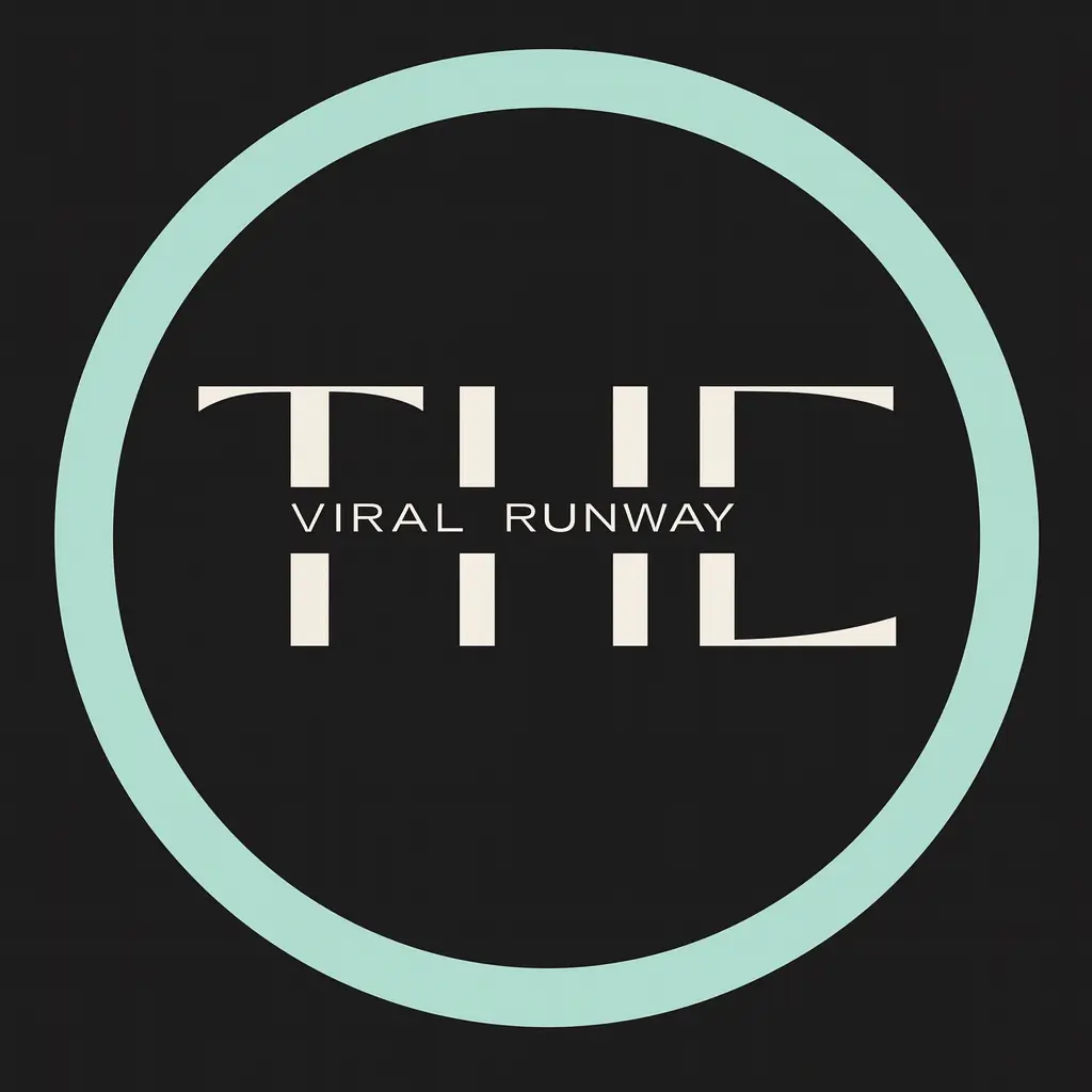 THE Viral Runway social media logo – circular mint outline with bold text on black background